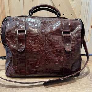 Bath & Body Works Brown Faux Alligator Leather Duffle Bag